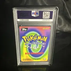 1999 TOPPS Pokemon Movie Edition DRAGONITE Rainbow Foil E12 Rainbow Foil PSA 8 - Image 3