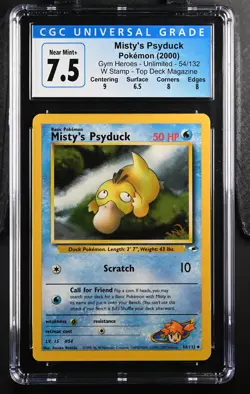 CGC 7.5 Pokemon TCG 2000 Gym Heroes #54/132 Misty's Psyduck W Stamp - Image 1