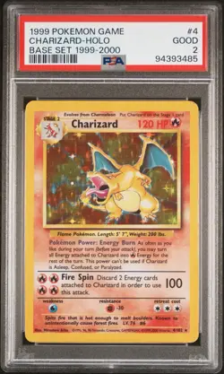 1999 POKEMON 4TH PRINT CHARIZARD HOLO BASE SET 1999-2000 #4 PSA GOOD 2 NEW CERT - Image 1