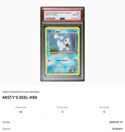 2000 Pokemon Gym Heroes Misty's Seel #88/132 PSA 10 GEM MINT LOW POP - Image 1