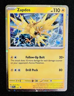 Pokemon TCG Zapdos Cosmo Holo SVP 157 Black Star Promo Surging Sparks NM - Image 1