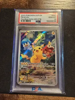 2023 POKEMON SVP PALDEA EVOLVED ETB PROMO #027 PIKACHU PSA 10 - Image 1