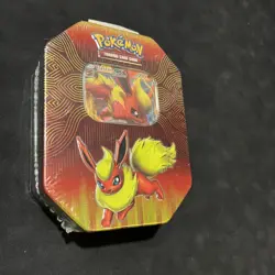 Pokemon TCG Flareon-GX Tin Factory Sealed Eevee Evolutions 4 Booster Packs Code - Image 1