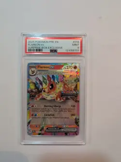 2025 Pokemon Prismatic Evolutions Flareon ex Stamped Promo #014/131 PSA 9 - Image 1