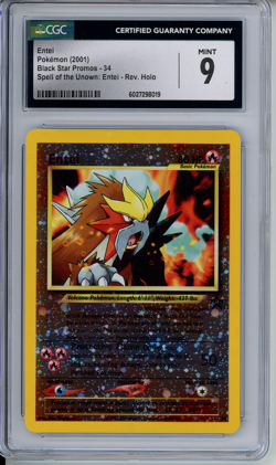 CGC 9 MINT Entei 2001 Black Star Movie Promo 34 Reverse Holo Pokemon Card - Image 1