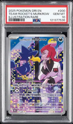 2025 POKEMON DRI EN-DESTINED RIVALS #200 TEAM ROCKET'S MURKROW PSA 10 - Image 1