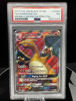 POKEMON BLACK STAR PROMO CHARIZARD GX SM60 FULL ART HOLO PSA 7 NM #43241560 - Image 1
