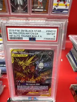 Pokemon Moltres Zapdos Articuno GX Hidden Fates Black Star Promo SM210 PSA 8 - Image 1