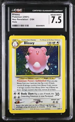 Pokemon 2001 Blissey Holo 2/64 Neo Revelation CGC 7.5 - Image 1