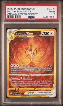 Pokemon TCG SWSH Crown Zenith Arceus vStar GG70 Secret Rare Card PSA Mint 9 - Image 1