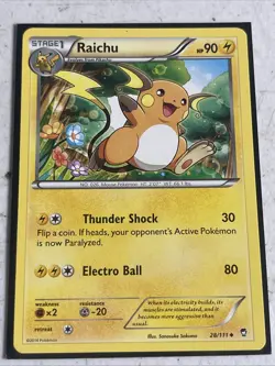 Raichu 28/111 Regular Uncommon Card XY Furious Fists Pokemon TCG - Image 1