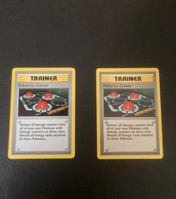 2 x POKEMON CARDS BASE SET 1999-TRAINER-POKEMON CENTER 85/102-SHADOWLESS &SHADOW - Image 1