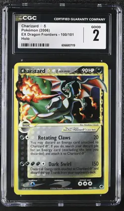 CGC 2 Charizard Gold Star 2006 EX Dragon Frontiers 100/101 Holo Pokemon Card - Image 1