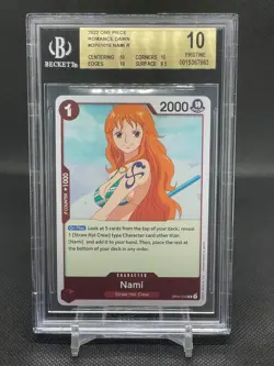 One Piece Romance Dawn Nami OP01-016 Wave 1 Pre Errata Rare BGS 10 Card TCG CCG - Image 1