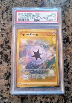 ✨Capture Energy Secret RARE Pokemon Card PSA 10 GM #201/189 Darkness Ablaze 2020 - Image 1