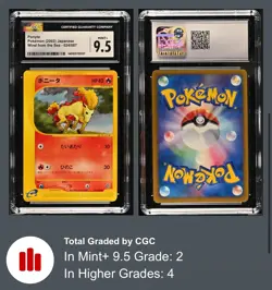 POP 2🔥 2002 Pokemon Wind From The Sea Ponyta 024/087 Unlimited! CGC 9.5 MINT+ - Image 2