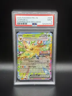 2025 POKEMON PRISMATIC 006/131 LEAFEON EX SURPRISE BOX EXCL. STAMPED PSA 9 - Image 1