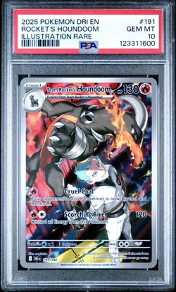 2025 POKEMON DRI EN-DESTINED RIVALS #191 TEAM ROCKET'S HOUNDOOM PSA 10 - Image 1