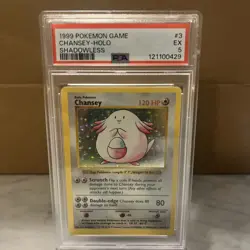 1999 POKEMON GAME 3 CHANSEY-HOLO SHADOWLESS PSA 5 - Image 1
