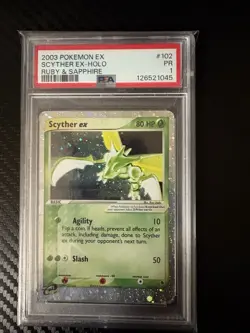 Pokemon Scyther EX 102/109 Holo Card Ruby and Sapphire PSA 1 - Image 1