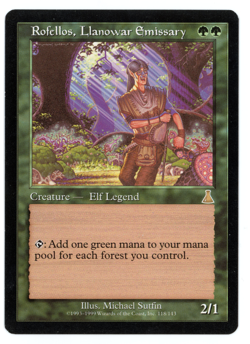 Rofellos, Llanowar Emissary -- MTG (SP Quality) - Urza's - See pics/scans! - Image 1