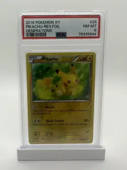 2016 Pokemon XY Generations Pikachu Reverse Foil #26 PSA 8 NM-MT Holo Shiny - Image 1
