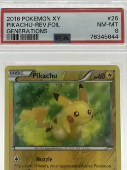 2016 Pokemon XY Generations Pikachu Reverse Foil #26 PSA 8 NM-MT Holo Shiny - Image 2