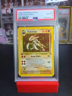 1999 Pokemon TCG Kabutops 9/62 Fossil Holo 1st Edition Rare PSA 6 - Image 1