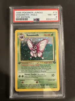 1999 Pokemon Jungle 1st Edition #13 Venomoth-Holo PSA 8 - Image 1
