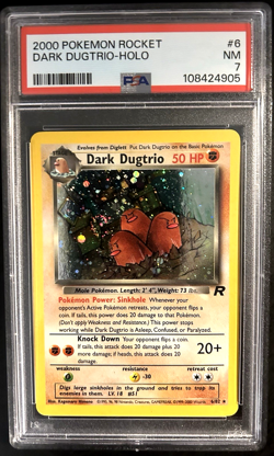 2000 Pokemon Team Rocket #6 Dark Dugtrio Holo Unlimited (with swirl) - PSA 7 - Image 1