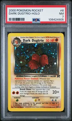 2000 Pokemon Team Rocket #6 Dark Dugtrio Holo Unlimited (with swirl) - PSA 7 - Image 3