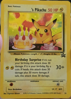 Wizards Birthday Pikachu Original Owner Vintage Pokemon TCG Black Star Promo 24 - Image 1