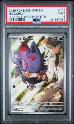 2025 POKEMON SVP EN-BLACK STAR PROMO JOURNEY TOGETHER ETB #189 N'S ZORUA PSA 9 - Image 1