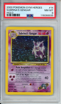 NEW CERT/SWIRL Sabrina’s Gengar Holo Gym Heroes PSA 8 2000 WOTC Pokemon Card #14 - Image 2