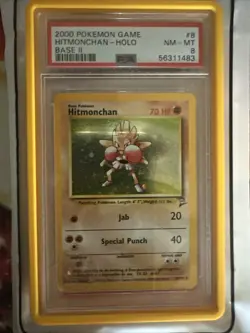 Hitmonchan 8/130 Base Set 2 Vintage Holo Rare Pokemon Card Wizards of the Coast - Image 1