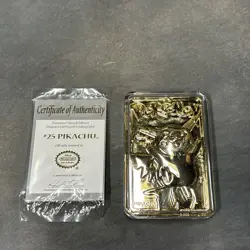 Pokemon 23K Gold Plated PIKACHU Trading Card 1999 Burger King Promo SEALED COA - Image 1