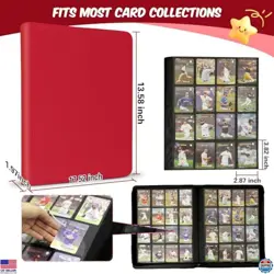 Premium Card Binder 16 Pocket, 1000+ Cards PU Cover Trading Card Binder Side - Image 3