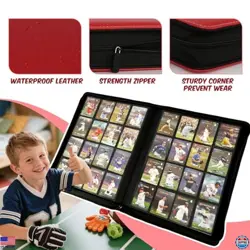 Premium Card Binder 16 Pocket, 1000+ Cards PU Cover Trading Card Binder Side - Image 4
