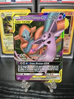 Espeon and Deoxys GX 72/236 Unified Minds Tag Team Ultra Rare Pokemon TCG Card - Image 1