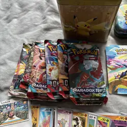 Joblot Pokemon Cards - 100+ 1 Stack Em High Tin, 2 X Small Tins Packets (empty) - Image 3