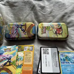 Joblot Pokemon Cards - 100+ 1 Stack Em High Tin, 2 X Small Tins Packets (empty) - Image 4