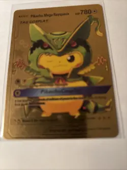 Pokemon Pikachu Mega Rayquaza 780hp Gold Foil Fan Art Card 006 - Image 1