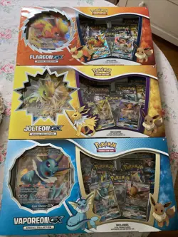 Pokemon TCG Flareon GX, Jolteon GX, Vaporeon GX Special Collection Box Set Of 3 - Image 1