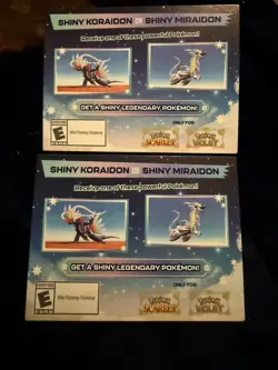 POKEMON SCARLET / VIOLET -SHINY MIRAIDON OR SHINY KORAIDON CODE CARD UNSCRATCHED - Image 1