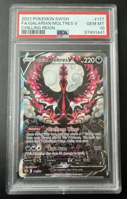 Pokemon Galarian Moltres V Chilling Reign Full Alt Art #177 PSA 10 Gem Mint - Image 1