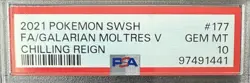 Pokemon Galarian Moltres V Chilling Reign Full Alt Art #177 PSA 10 Gem Mint - Image 2