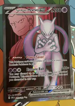 Pokemon Team Rockets Mewtwo EX TCG 213/182 Full Art Destined Rivals - Image 1