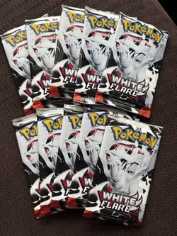 Pokemon Scarlet Violet WHITE FLARE Booster Pack Lot / Bundle 10 Packs New Sealed - Image 1
