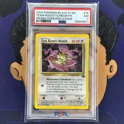 PSA 7 NEAR MINT 2000 Pokemon League TEAM ROCKET’S MEOWTH #18 Promo - Image 2