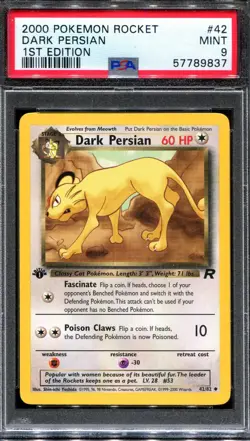 PSA 9 Pokemon 2000 1st Edition Team Rocket Dark Persian #42 - Image 1